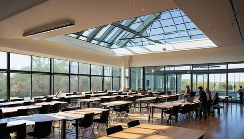 daylighting,cafeteria,lecture room,glass roof,lecture hall,canteen,school design,orangerie,schulich,epfl,refectory,akademie,langara,folding roof,zaal,architekten,structural glass,lunchroom,study room,classrooms,Illustration,American Style,American Style 03