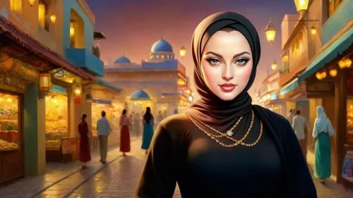 sheherazade,islamic girl,khatoon,souq,abaya,arabic background