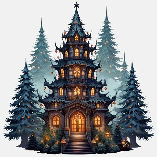 fairy tale castle,witch's house,house in the forest,winter house,fairy house,fairytale castle,Illustration,Abstract Fantasy,Abstract Fantasy 11