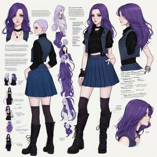 school uniform,violet head elf,gothic fashion,school clothes,anime japanese clothing,gothic dress,violet,school skirt,dark purple,fashion doll,gothic style,precious lilac,raven girl,lilac,goth,sports uniform,pale purple,anime girl,goth like,girl pony,Unique,Design,Character Design