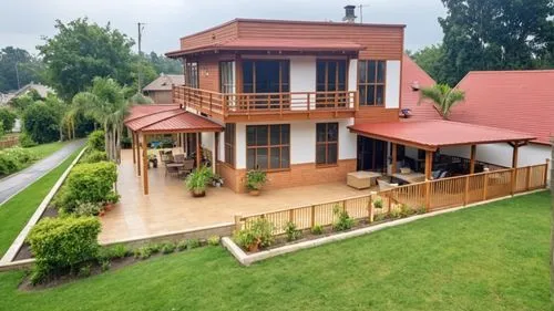 a two story house with an attached verard,wooden house,holiday villa,chalet,dilijan,ranikhet,villa,Photography,General,Realistic