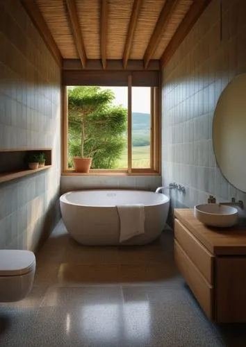 Rural,bathroom,stone,wood,washbasin,straw, tree view,flower pots,japanese-style room,luxury bathroom,bathtub,ryokan,modern minimalist bathroom,wooden sauna,tub,sauna,bathtub accessory,spa,bathroom,jap