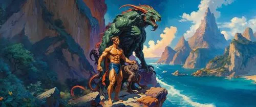 atlantean,everquest,pellucidar,frazetta,fantasy picture,fischl