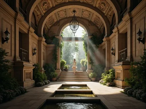 glyptotek,louvre,atriums,orangerie,philbrook,garden of the fountain,hall of the fallen,fountain,theed,chhatris,louvre museum,conservatory,floor fountain,fountains,secret garden of venus,cliveden,sanctuary,vatican museum,cochere,water palace