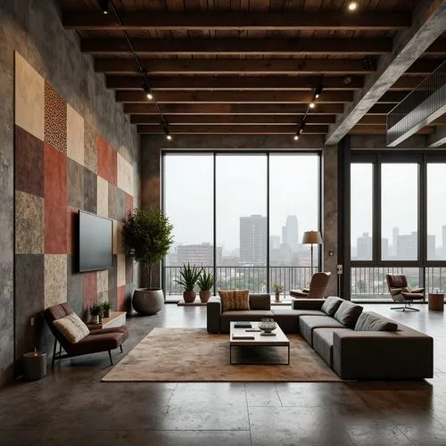 penthouses,loft,modern living room,apartment lounge,interior modern design,contemporary decor,lofts,modern decor,living room,livingroom,luxury home interior,minotti,interior design,concrete ceiling,hardwood floors,modern room,interior decoration,interior decor,great room,apartment