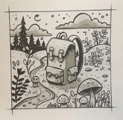 inking,swampy landscape,cartoon forest,mushroom landscape,mushroom island,bmo