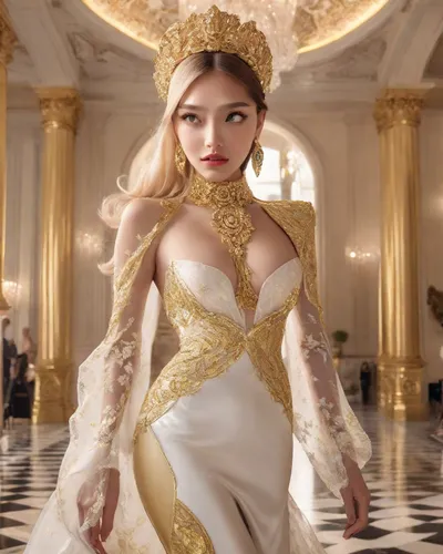 bridal,golden weddings,asian costume,golden crown,white rose snow queen,gold crown,miss circassian,rococo,baroque angel,bridal dress,queen crown,quinceañera,queen,princess sofia,cinderella,royal,bridal clothing,mary-gold,queen s,masquerade,Photography,Commercial