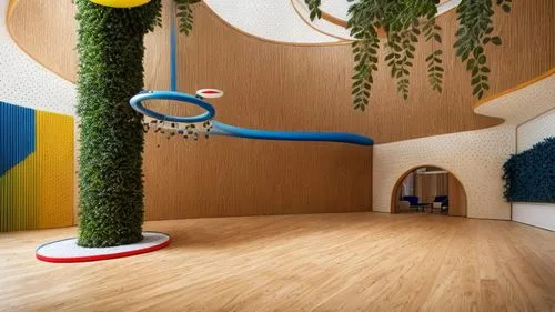 children's interior,hanging chair,play area,children's room,inflatable ring,playrooms,playspace,ballcourt,basketballs,basketball court,tree with swing,kids room,children's playground,basket wicker,basketbal,school design,climbing garden,interior decoration,interior design,gymnastics room,Product Design,Furniture Design,Modern,Eclectic Scandi