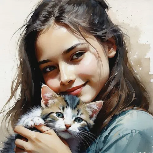 tenderness,little boy and girl,vintage boy and girl,cat lovers,child portrait,oil painting,girl portrait,romantic portrait,oil painting on canvas,little girls,girl with dog,calico cat,young cat,childs,cute cat,two cats,child girl,kitten,kittens,girl and boy outdoor,Illustration,Paper based,Paper Based 05