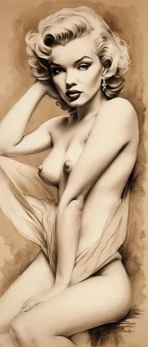 vanderhorst,marylyn monroe - female,charcoal drawing,airbrushing,airbrush,lempicka,Illustration,Black and White,Black and White 26