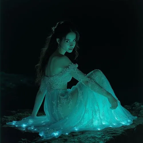 bioluminescent,water nymph,jingna,bioluminescence,the night of kupala,qiong,Illustration,Paper based,Paper Based 30