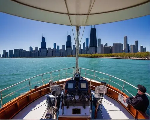 chicago skyline,chicagoland,chicago,chicagoan,navy pier,lake michigan,great lakes,on a yacht,illinoian,federsee pier,northwestern,yachting,aboard,chartering,wilmette,sailin,chicagoans,illinoisan,lakefront,shedd,Art,Classical Oil Painting,Classical Oil Painting 04