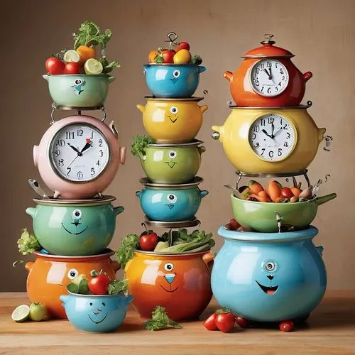 jam jars,teapots,fruit bowls,planters,spittoons,clay jugs,veggietales,coffeepots,homeware,stoneware,colanders,potted,fragrance teapot,singingbowls,vintage teapot,pomodoro,cruet,colorful vegetables,food styling,jars,Illustration,Abstract Fantasy,Abstract Fantasy 13