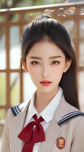 beauty chinese girl with smiling face in high school uniform,doll's facial features,kdrama,kimjongilia,korean drama,realdoll,hanbok,songpyeon,model doll,female doll,korean won,painter doll,japanese do