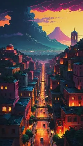 meteora,colorful city,kyoto,vesuvius,nagasaki,tokyo,dusk,tokyo city,cityscape,pompeii,fuji,dusk background,japan landscape,kiyomizu,mount vesuvius,japan,osaka,honolulu,taipei,would a background,Conceptual Art,Fantasy,Fantasy 32