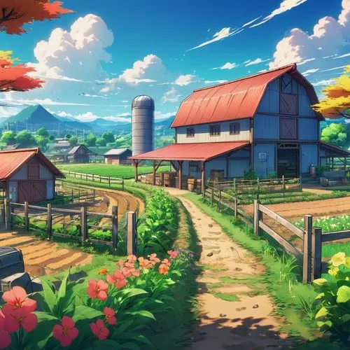 farm background,farm landscape,farm,farmstead,farm set,farms,organic farm,countryside,red barn,country side,farm yard,the farm,farm pack,rural landscape,farmlands,vegetable field,agricultural,landscape background,farming,farm gate,Illustration,Japanese style,Japanese Style 03