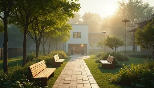 pathway,walkway,morning mist,render,morning fog,morning light,benches,wooden path,cryengine,home landscape,evening atmosphere,3d rendering,old linden alley,forest path,3d render,3d rendered,morning haze,morning sun,early morning,garden bench,Photography,General,Realistic