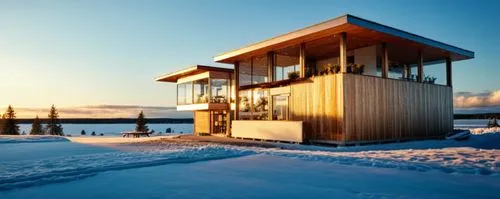 a home stands high up over snow covered land,winter house,summer house,snow house,snowhotel,icewine,summerhouse,Photography,General,Realistic