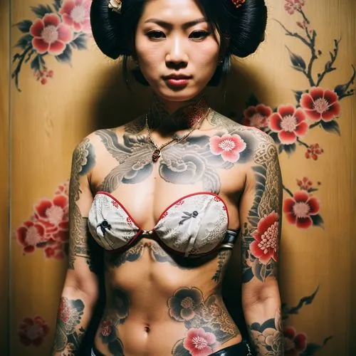 tattoo girl,geisha girl,oriental girl,japanese woman,vintage asian,geisha,Photography,Documentary Photography,Documentary Photography 01