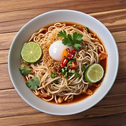 thai noodle with meet ball in ceramic bowl on wooden table..side view,thai northern noodle,khao soi,thai noodles,thai noodle,laksa,mie goreng,instant noodles,instant noodle,borsoi,mie,rice noodles,ver