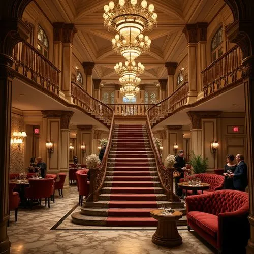 nemacolin,grand hotel,driskill,hotel lobby,banff springs hotel,foyer,emporium,grand hotel europe,gleneagles hotel,hotel hall,seelbach,ameristar,balmoral hotel,fairmont chateau lake louise,ebbitt,lobby,entrance hall,crown palace,staircase,royal interior,Photography,General,Realistic