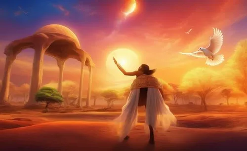 asherah,arabic background,fantasy picture,ghadeer,wadjet,kemet,inanna,ennead,world digital painting,qabalah,eckankar,simorgh,asheron,desert background,alfheim,thatgamecompany,nephthys,sundering,elohim,mythography,Illustration,Realistic Fantasy,Realistic Fantasy 01