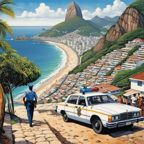 copacabana,rio,rio de janeiro,the cuban police,brasil,policia,brazilian beach,volkswagen brasilia,brazil,rio de janeiro 2016,brazil brl,brazilian real,south-america,brazil empire,ayrton senna,olodum,south america,rio 2016,samba,brazil carnival,Illustration,American Style,American Style 05