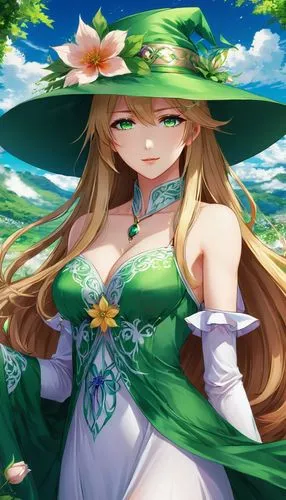 yunan,marisa,lilly of the valley,bloomie,vert,rusalka,titania,sanae,yggdrasil,cecilia,ukyo,lily of the field,daria,parasol,spring background,jessamine,meiling,julietta,okina,emerald,Illustration,Japanese style,Japanese Style 03