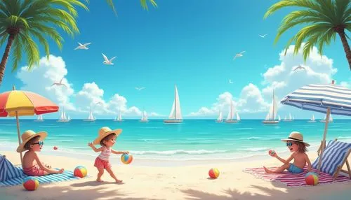 summer beach umbrellas,umbrella beach,summer background,paradise beach,dream beach,summer day,beach scenery,caribbean beach,beach background,beautiful beach,beach umbrella,seaside resort,cartoon video game background,tropical beach,beach landscape,french digital background,background vector,beachgoers,straw hats,beach goers,Photography,General,Realistic