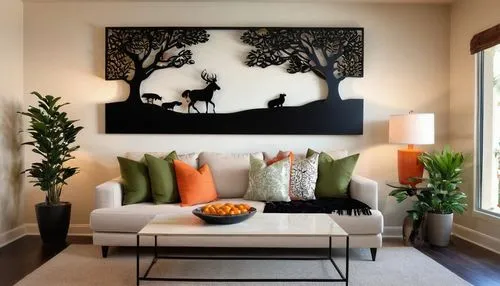 contemporary decor,modern decor,interior decor,sitting room,family room,living room,livingroom,interior decoration,nursery decoration,watercolor tree,autumn decor,orange tree,wall decor,painted tree,decors,modern living room,great room,interior design,wall decoration,oil painting on canvas,Unique,Paper Cuts,Paper Cuts 10