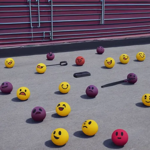 Create a upbeat playlist with only the 🎵 emoji tracks,emoji balloons,smileys,pac-man,smilies,pacman,emoticons,emojis,emoji,bowling balls,dodgeball,ball pit,smiley emoji,ten-pin bowling,bumper cars,pr