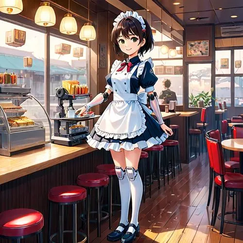 waitress,barista,cafe,coffee shop,coffee background,kantai collection sailor,ice cream shop,paris cafe,ice cream parlor,honmei choco,retro diner,café,miku maekawa,watercolor cafe,ice cream stand,maid,the coffee shop,woman at cafe,cute coffee,izakaya,Anime,Anime,Realistic