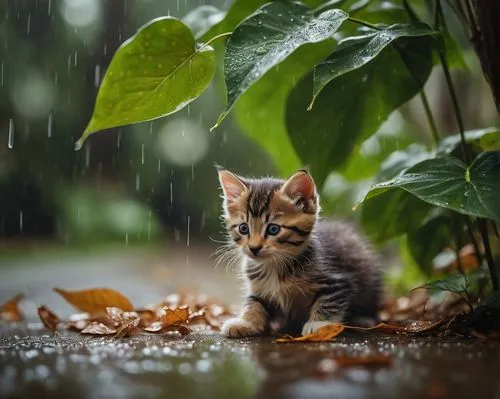 rain cats and dogs,walking in the rain,in the rain,rainy leaf,rainy day,ginger kitten,fox in the rain,rainy season,rainy,stray kitten,kitten,raindops,protection from rain,rain shower,tabby kitten,raincoat,rainy weather,raining,rainwater drops,rain protection,Photography,General,Cinematic