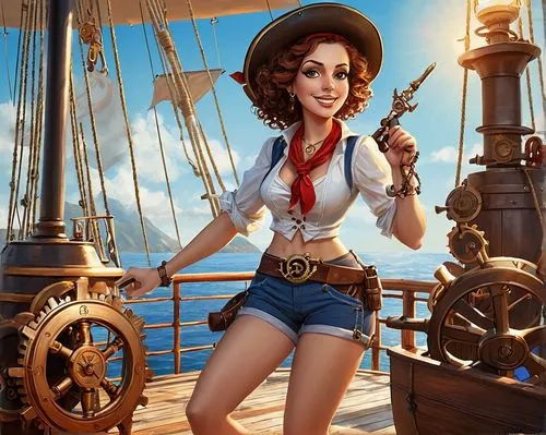 trine,delta sailor,yachtswoman,barranger,guybrush,the sea maid,merchantman,brown sailor,pirate,seafaring,pirate treasure,pirating,ahoy,sot,shipmaster,scarlet sail,doubloons,deckhand,shipwright,nautical star,Illustration,Realistic Fantasy,Realistic Fantasy 13