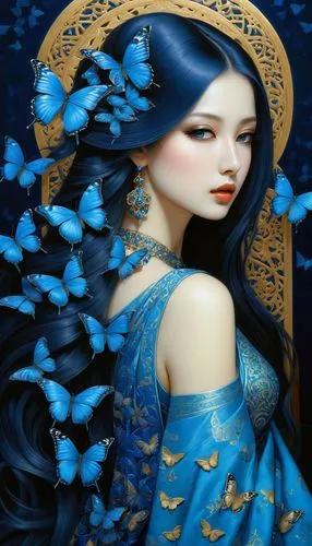 blue butterflies,blue butterfly background,blue butterfly,mazarine blue butterfly,blue enchantress,blue petals,Illustration,Realistic Fantasy,Realistic Fantasy 08