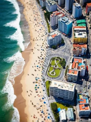 copacabana,aerial view of beach,tilt shift,brazilian beach,bondi,bondi beach,seaside resort,viña del mar,rio de janeiro,aerial view umbrella,beira mar,vedado,aerial shot,port elizabeth,bird's eye view,brasil,são paulo,lima,busan,mamaia,Unique,3D,Panoramic