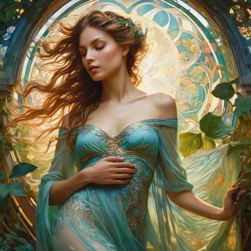 margaery,faery,faerie,margairaz,fantasy portrait,persephone,emile vernon,fantasy art,fantasy picture,fairie,celtic woman,mystical portrait of a girl,enchantment,ophelia,frigga,fairy queen,melusine,secret garden of venus,mucha,fantasy woman,Conceptual Art,Fantasy,Fantasy 05