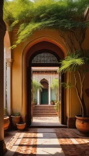 entrada,courtyard,hacienda,courtyards,marrakech,inside courtyard,royal palms,palmilla,santa barbara,corridor,palm garden,marrakesh,palmera,alcazar of seville,patios,tlaquepaque,atriums,pergola,patio,rajasthan,Art,Classical Oil Painting,Classical Oil Painting 41