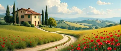 home landscape,landscape background,toscana,toscane,tuscany,poppy fields