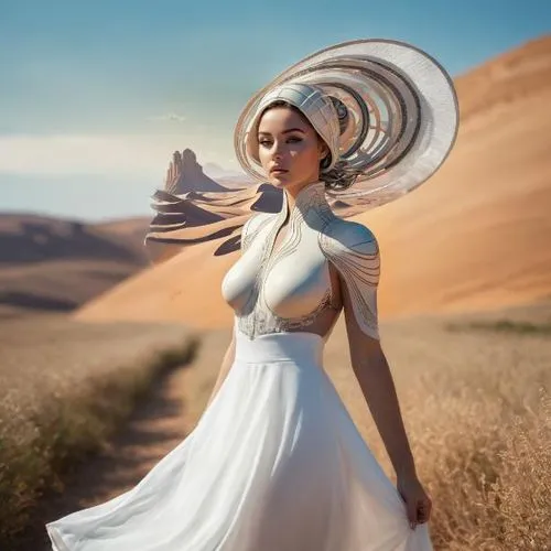 girl on the dune,desert flower,inner mongolian beauty,the hat of the woman,girl in a long dress,gekas