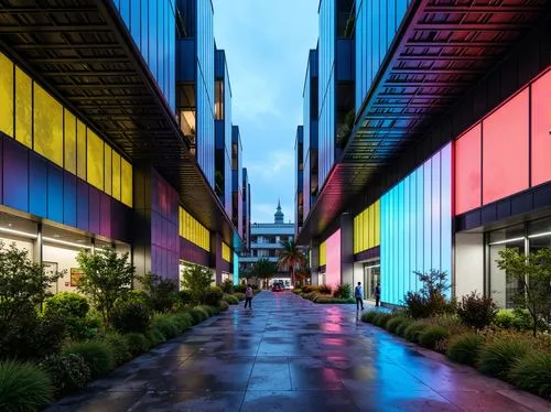 colorful city,biopolis,technopolis,hypermodern,googleplex,technicolour,skyways,mvrdv,rmit,iupui,cybercity,colorful facade,masdar,hafencity,ocad,shipping containers,microdistrict,unsw,bicocca,mediacityuk