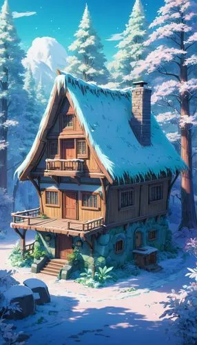 winter house,log cabin,log home,the cabin in the mountains,winter village,house in the mountains,house in mountains,snow house,house in the forest,alpine village,alpine hut,snow roof,ski resort,wooden house,mountain hut,chalet,small cabin,cottage,forest house,snowhotel,Illustration,Japanese style,Japanese Style 03