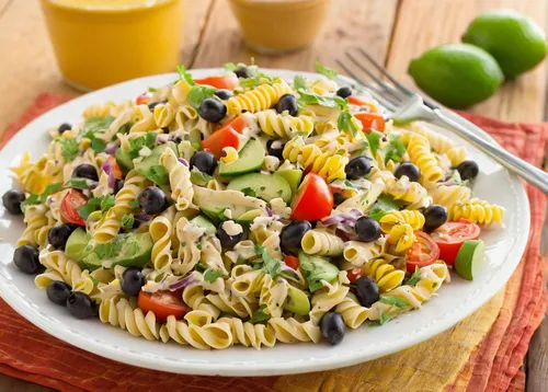 pasta salad,colorful pasta,rotini,cavatappi,corn salad,vegetable salad,penne alla vodka,pasta and beans,orzo,mixed salad,tuna salad,fusilli,salad niçoise,chinese chicken salad,penne,saladitos,cobb salad,cavatelli,southwestern united states food,passatelli,Illustration,Retro,Retro 07