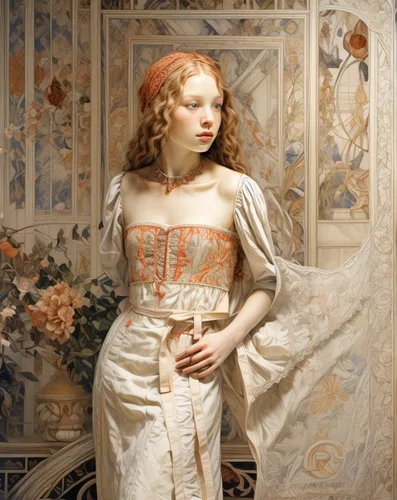 orange blossom,mucha,art nouveau,lillian gish - female,art nouveau design,art deco woman,bridal clothing,evening dress,vintage woman,vintage angel,emile vernon,jessamine,lilian gish - female,vintage women,marigold,bibernell rose,baroque angel,vintage floral,vintage lace,vintage dress