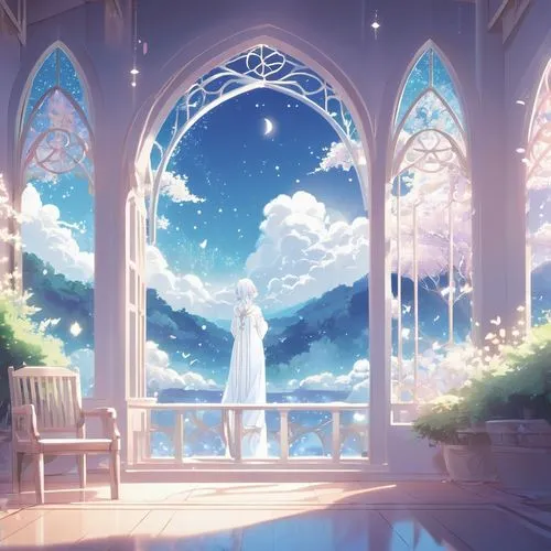 violet evergarden,sanctuary,starlight,celestial event,celestial,dandelion hall,starry sky,dream world,idyll,heavenly ladder,heaven gate,flowers celestial,celestial phenomenon,star winds,star sky,eternity,fantasia,evening atmosphere,dreamland,backgrounds,Conceptual Art,Fantasy,Fantasy 02