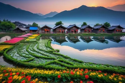 rice terrace,rice fields,southeast asia,south korea,vegetables landscape,lotus flowers,lotus pond,vietnam,tulip fields,lily pond,rice field,lotuses,rice paddies,beautiful landscape,guilin,lotus on pond,ha giang,thailand,guizhou,yunnan,Conceptual Art,Sci-Fi,Sci-Fi 05