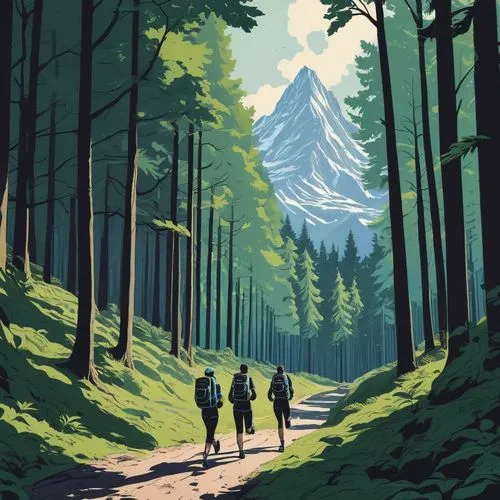 NASA recruits going for a jog through the forest, Switzerland,hikers,travel poster,mountains,mountain scene,eiger,forest walk,mountain hiking,mountain,the spirit of the mountains,alpine crossing,schwa