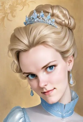 elsa,cinderella,princess' earring,princess sofia,fairy tale character,victorian lady,fantasy portrait,white rose snow queen,debutante,the snow queen,digital painting,jane austen,custom portrait,elizabeth ii,cepora judith,rapunzel,world digital painting,bridal accessory,bridal,fairy tale icons,Digital Art,Classicism