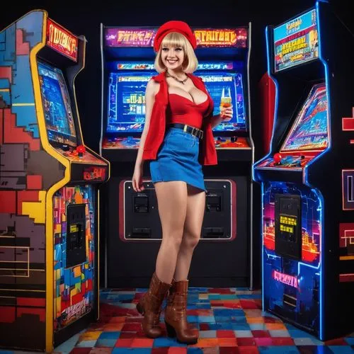 retro girl,retro woman,retro women,video game arcade cabinet,arcade game,retro christmas girl,arcade,arcade games,jukebox,retro,mario bros,super mario,retro look,red-blue,wonder woman city,cosplay image,cosplayer,majorette (dancer),red and blue,winner joy,Unique,Pixel,Pixel 04