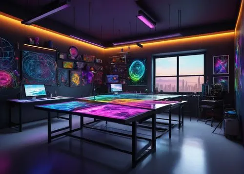 computer room,game room,study room,creative office,working space,classroom,music workstation,modern room,desk,room creator,great room,playing room,computer desk,computer workstation,ufo interior,the server room,work space,blur office background,class room,modern office,Illustration,Retro,Retro 05